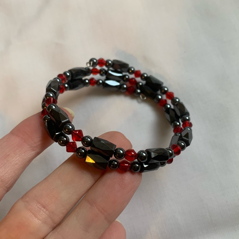 Adjustable Genuine Hematite Magnetic Strand Bracelet Grounding Healing Gemstone